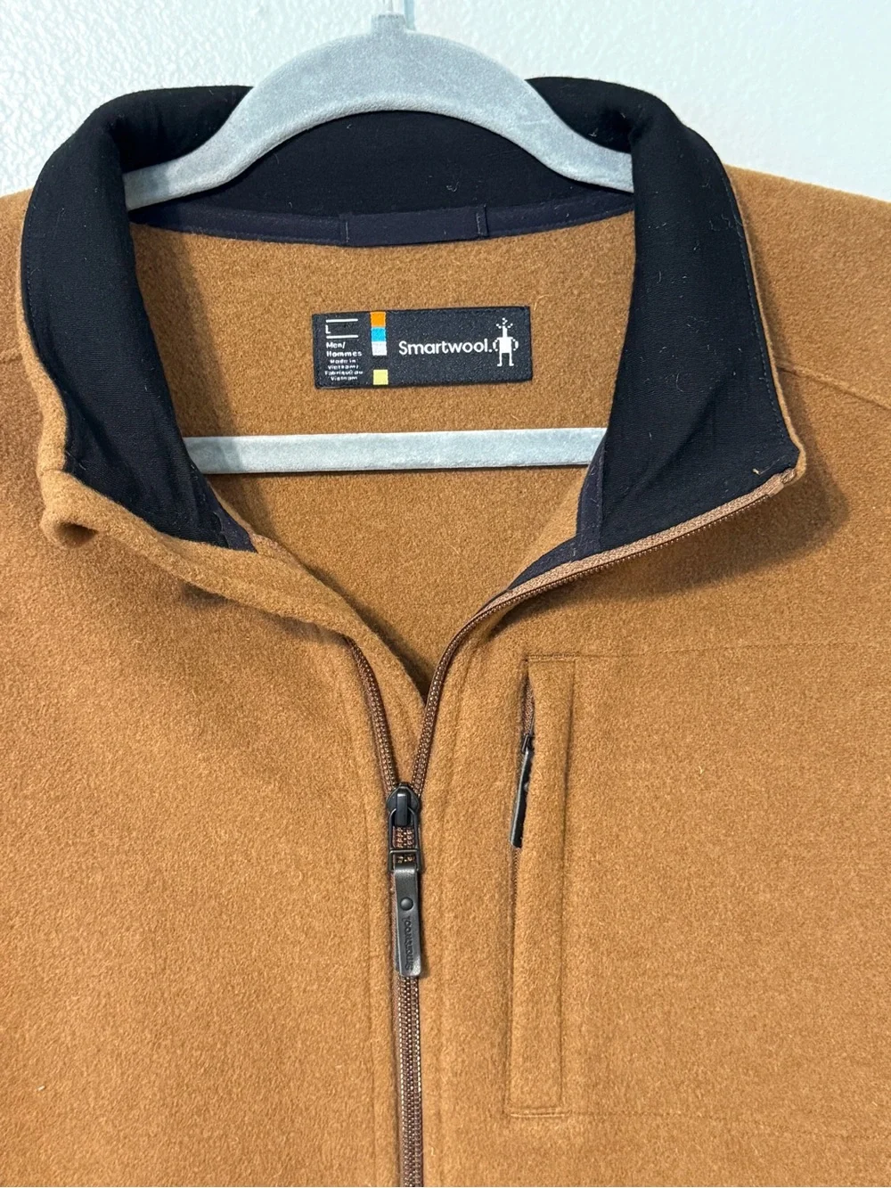 Smartwool Men's Anchor Line Full Zip Jacket Whiskey Brown Wool Blend Size Large
